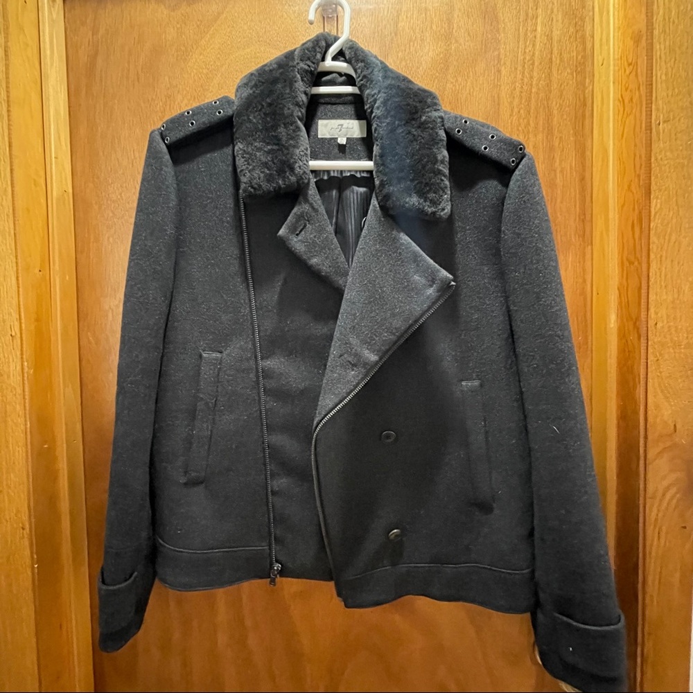 7 for all mankind coat with fur collar